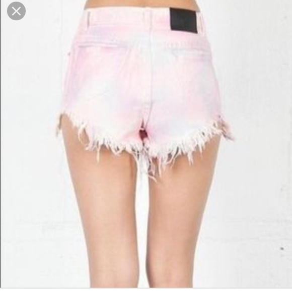 Unif candy pink tye dye distressed festival shorts - Picture 2 of 7